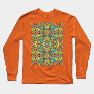Odd funny creatures multiplying in a symmetrical pattern design Long Sleeve T-Shirt